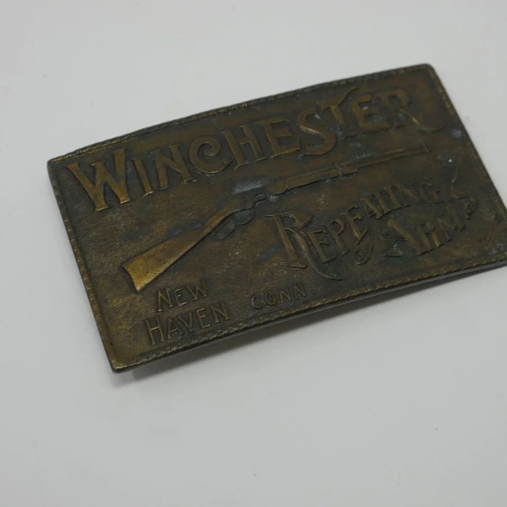 Vintage Winchester Repeating Arms Belt Buckle 1970s Rifle Brass Buckle Deadstock